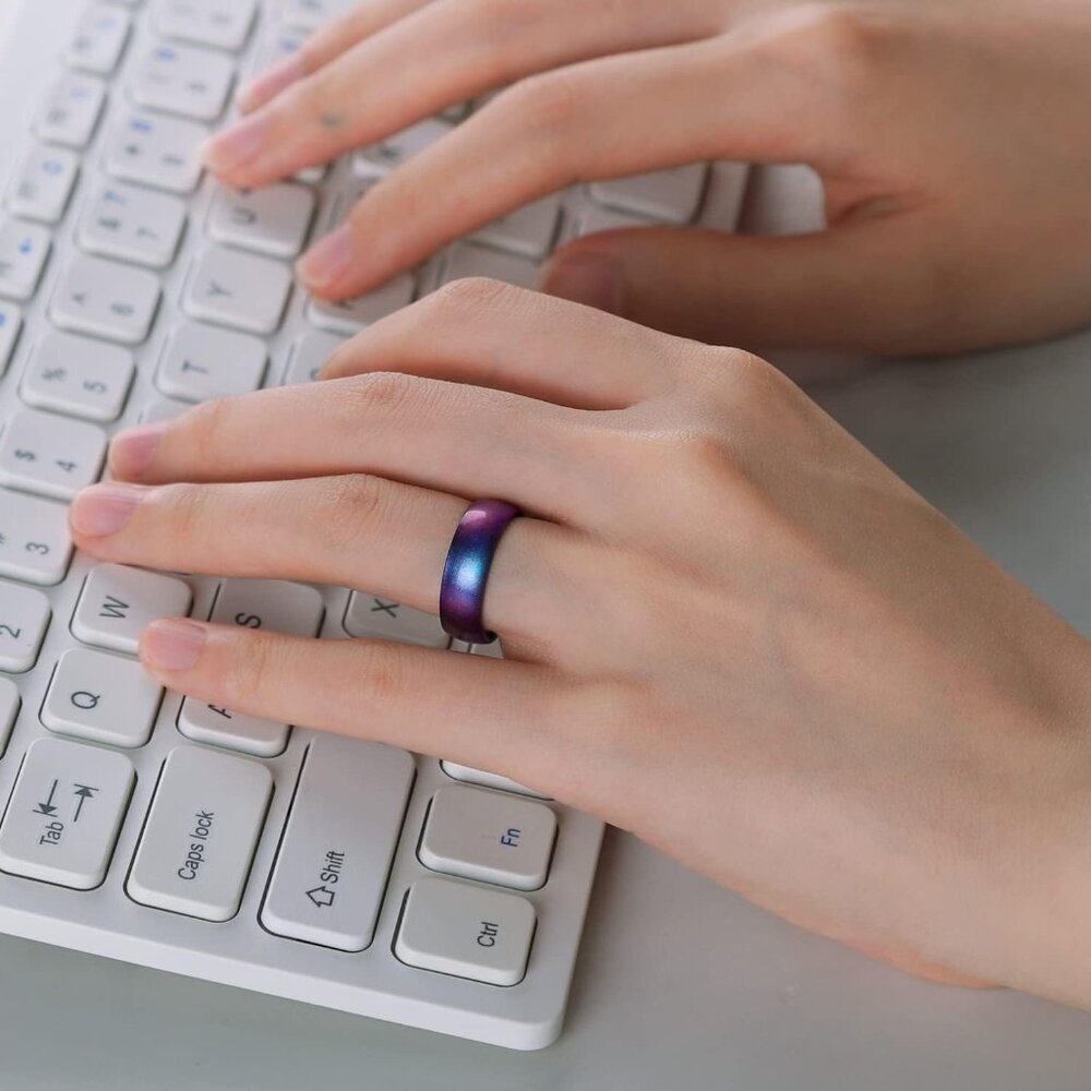 Women's Silicone Engagement Rings, 5.5mm Wide 2mm Thick Rubber Bands Flexible Fo - Picture 3 of 5